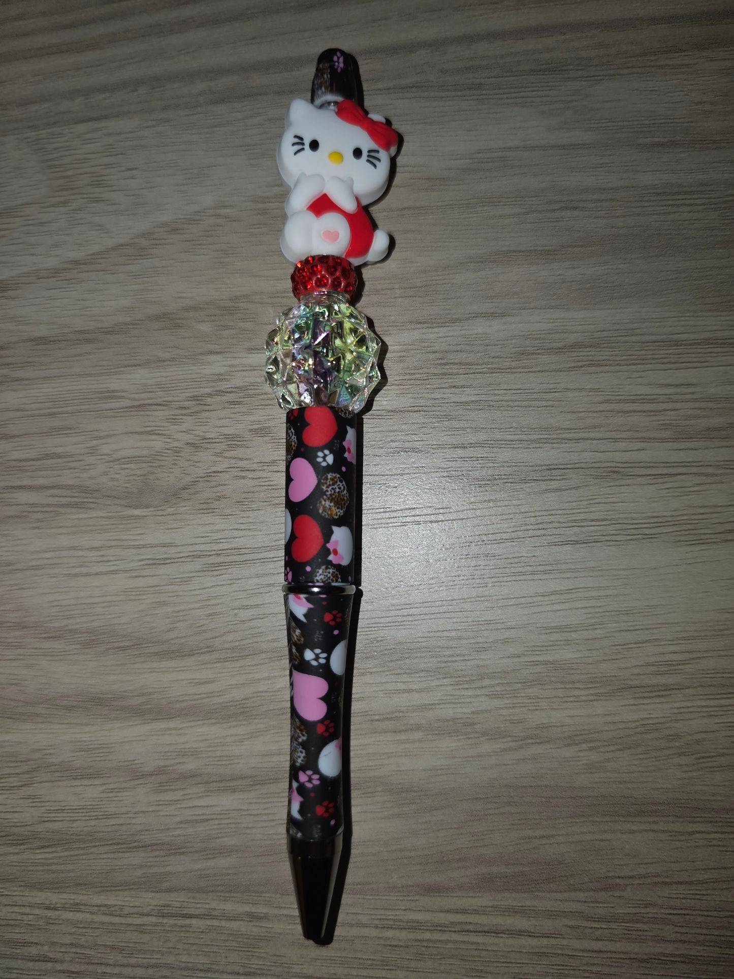 HK Paw & Heart Print Pen, Crystal Bead