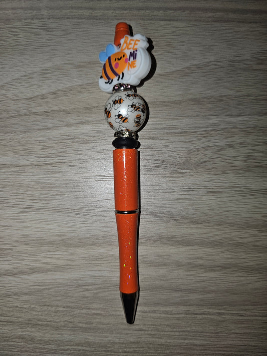 Bee-Mine Orange Pen with Bees Bead