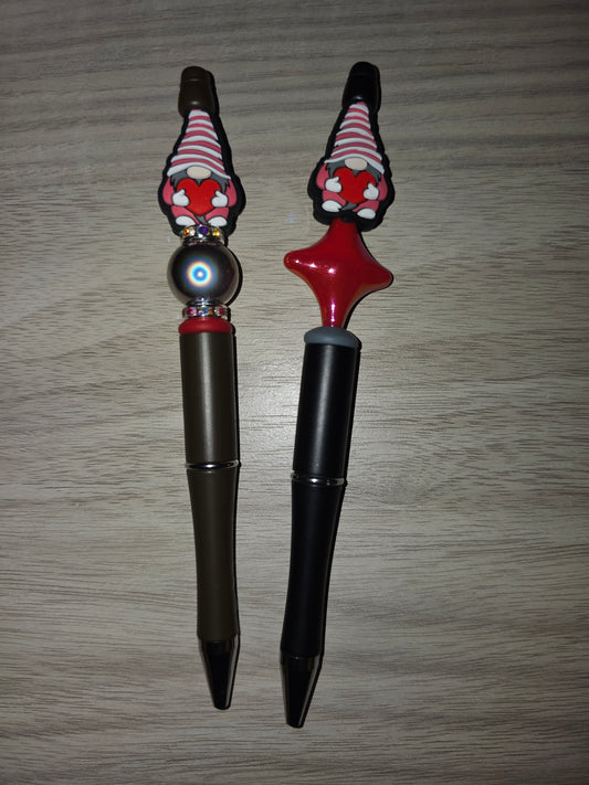 Gnome Heart Beaded Pen with Red Bead (Right)