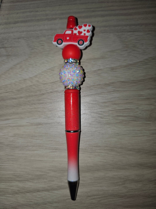 Red Truck with Hearts (Sparkle Bead, Red SIlicone)