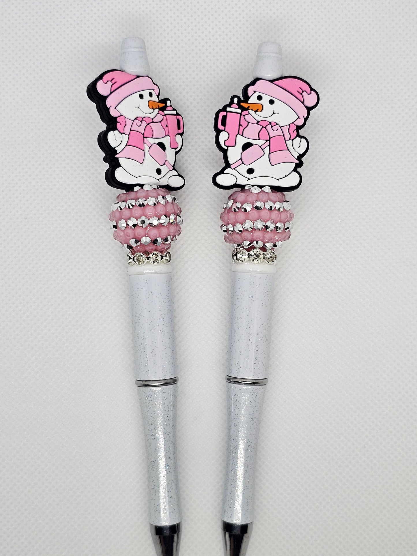 Pink Snowman Beaded Pen