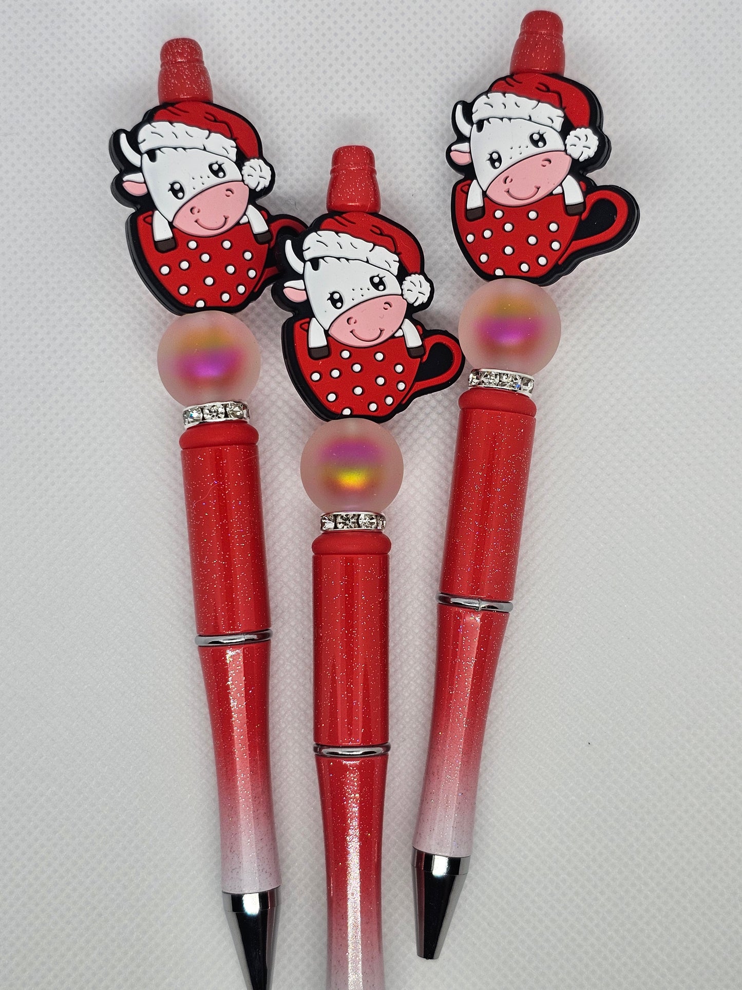 Christmas Moo Cup Beaded Pen