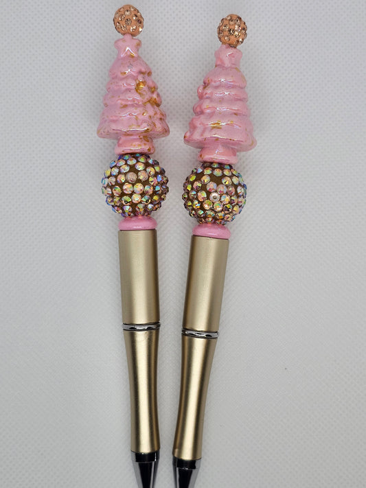 Pink Christmas Beaded Pen