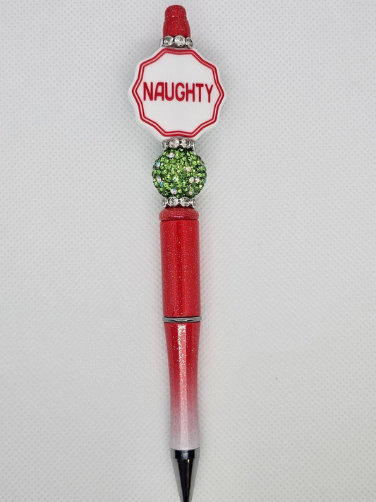 Naughty or Nice (Two-Sided) Beaded Pen