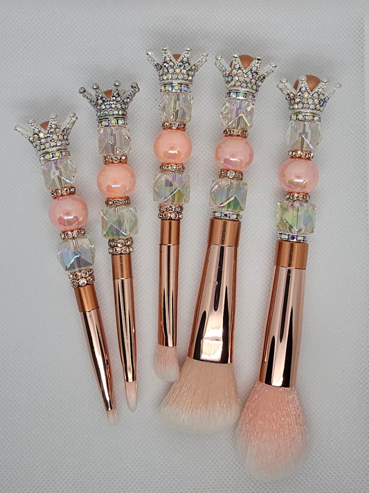 Rose Gold Beaded Crowns Make-Up Brush Set