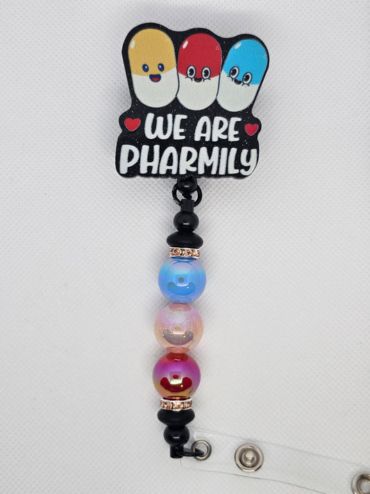 We Are Pharmily Beaded Badge Reel