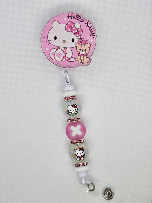 Hi Meow Beaded Badge Reel