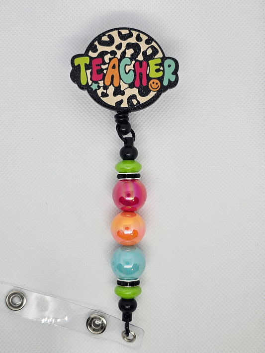 Teacher Animal Print Badge Reel