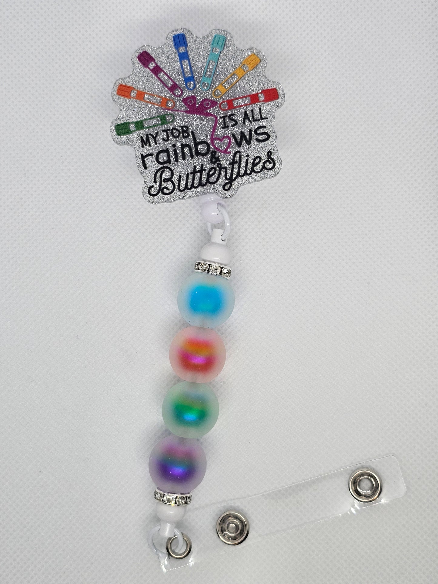 Rainbows & Butterflies Beaded Badge Reel