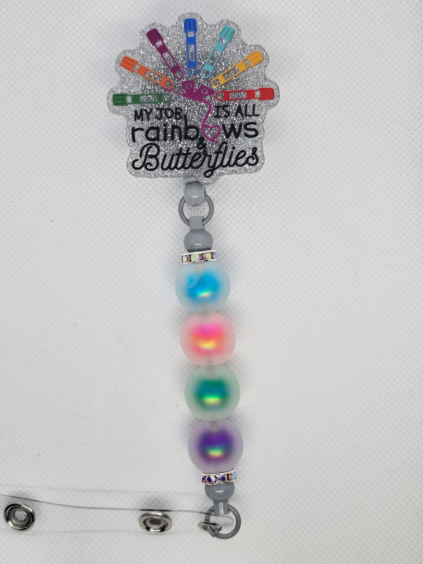 Rainbows & Butterflies Beaded Badge Reel