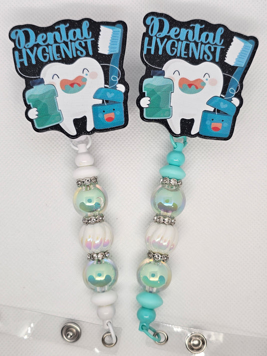 Dental Hygienist Beaded Badge Reel