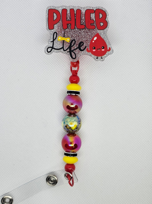 Phleb Life Beaded Badge Reel