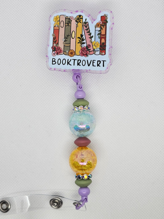 Booktrovert Beaded Badge Reel