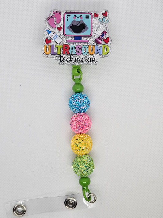 Ultrasound Tech Beaded Badge Reel