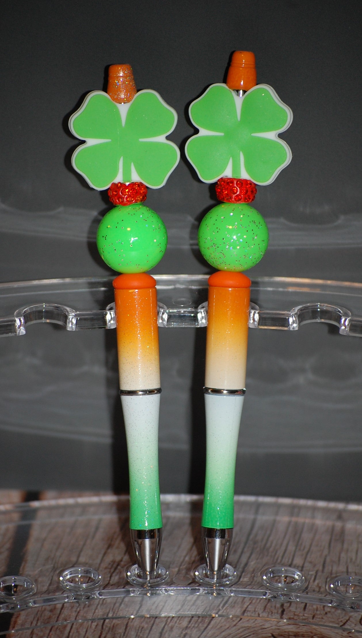 Green and Orange Shamrock Pen