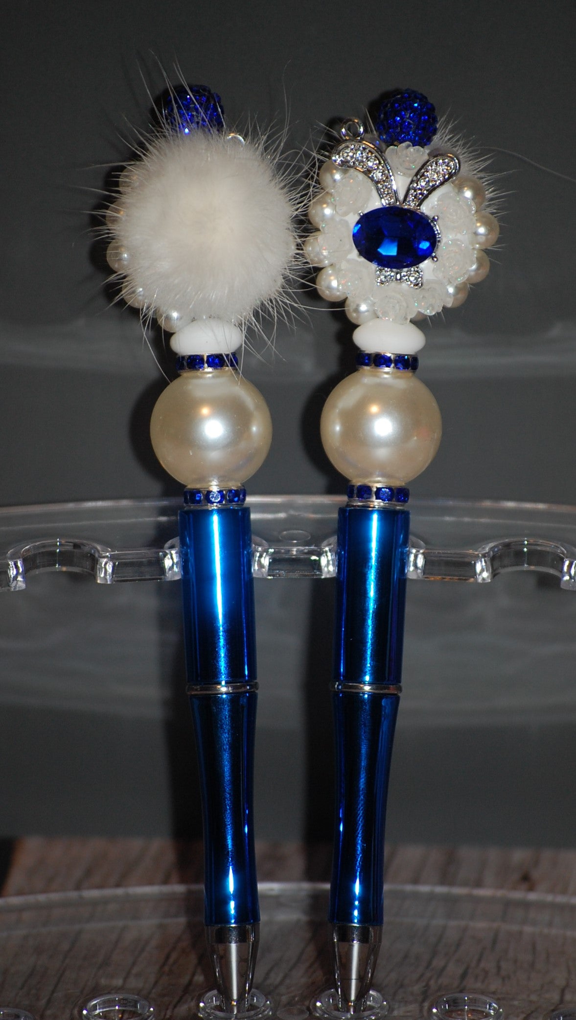 Blue & Pearl Bunny, Two Sided Jewel Pen